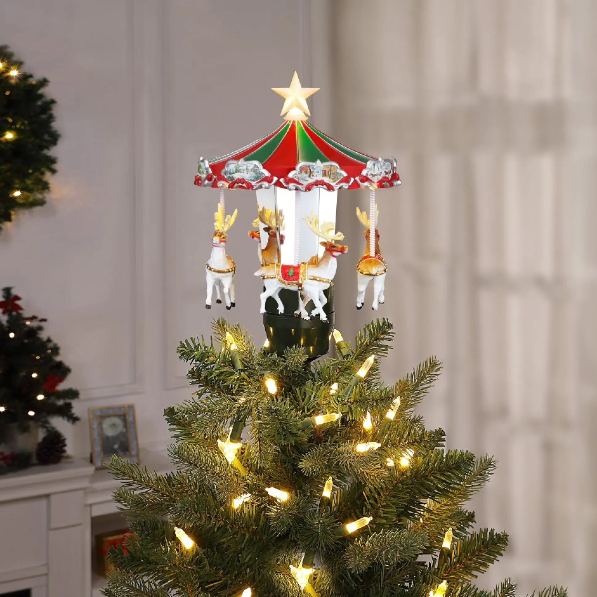 Sale Mr. Christmas 11" Animated Carousel Tree Topper
