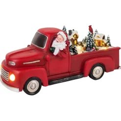 Fashion Mr. Christmas 11" Animated Nostalgic Red Truck - White Santa