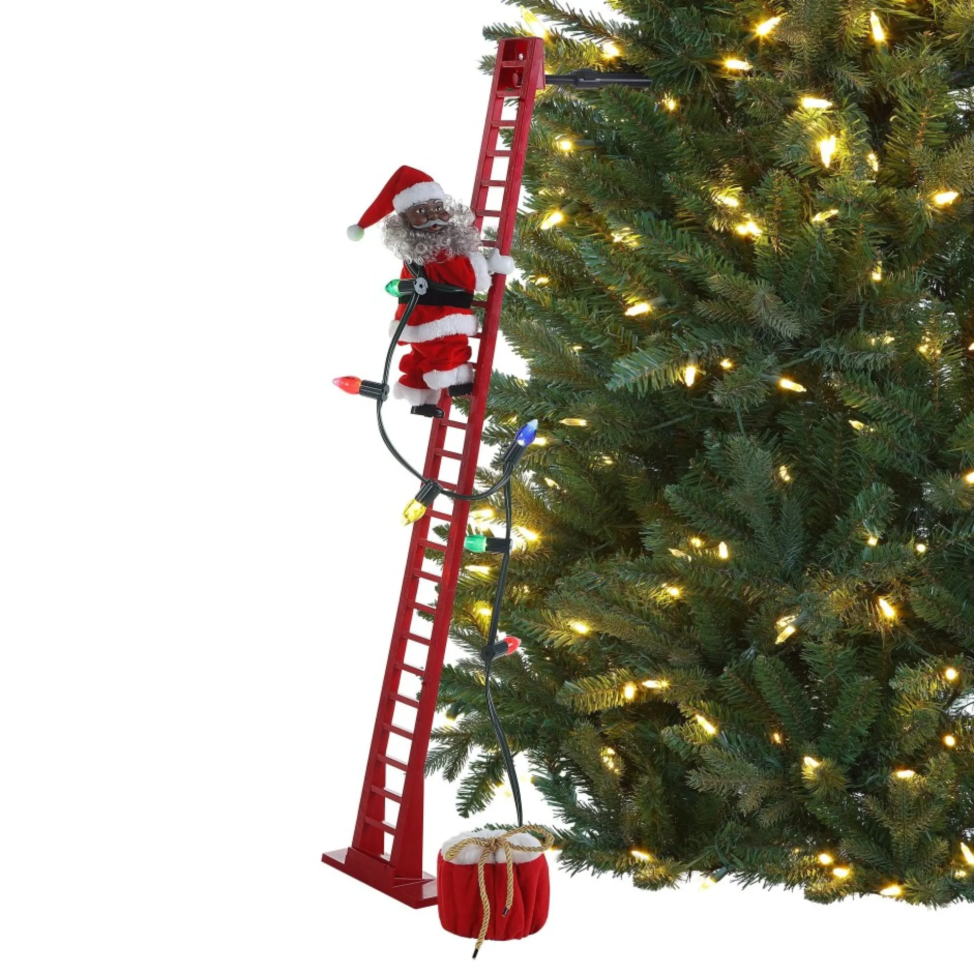 Best Mr. Christmas 43" Animated Super Climbing Sculpted Black Santa