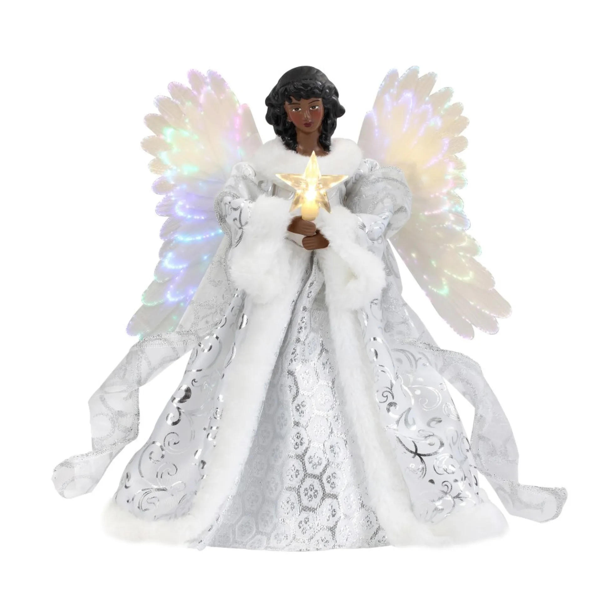 Cheap Mr. Christmas 12" Fiber Optic Animated Tree Topper - Black Angel