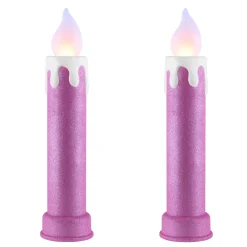 Store Mr. Christmas 24" Glitter Blow Mold Candle - Set Of 2 Pink
