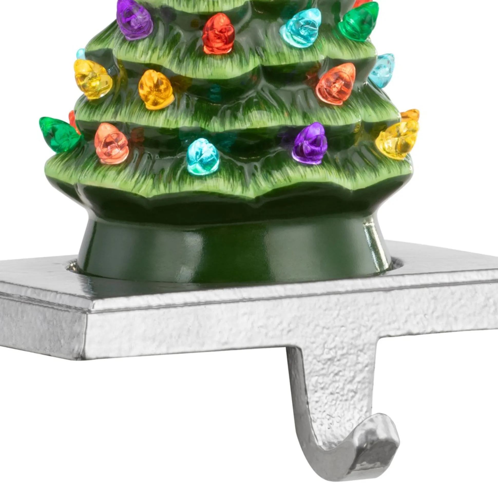 Cheap Mr. Christmas 5" Illuminated Ceramic Stocking Hanger - Green Tree