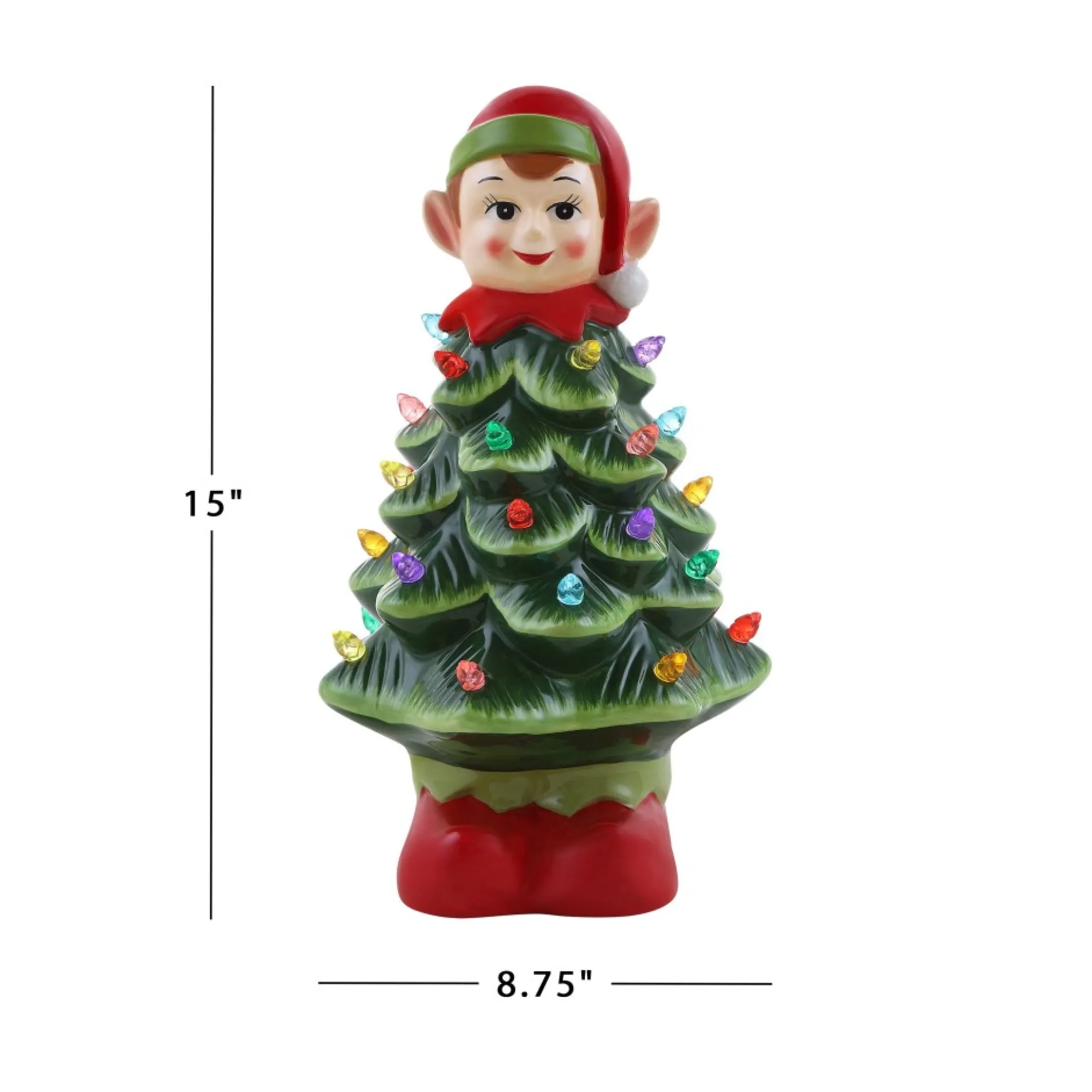 Outlet Mr. Christmas 15" Nostalgic Ceramic Elf Tree