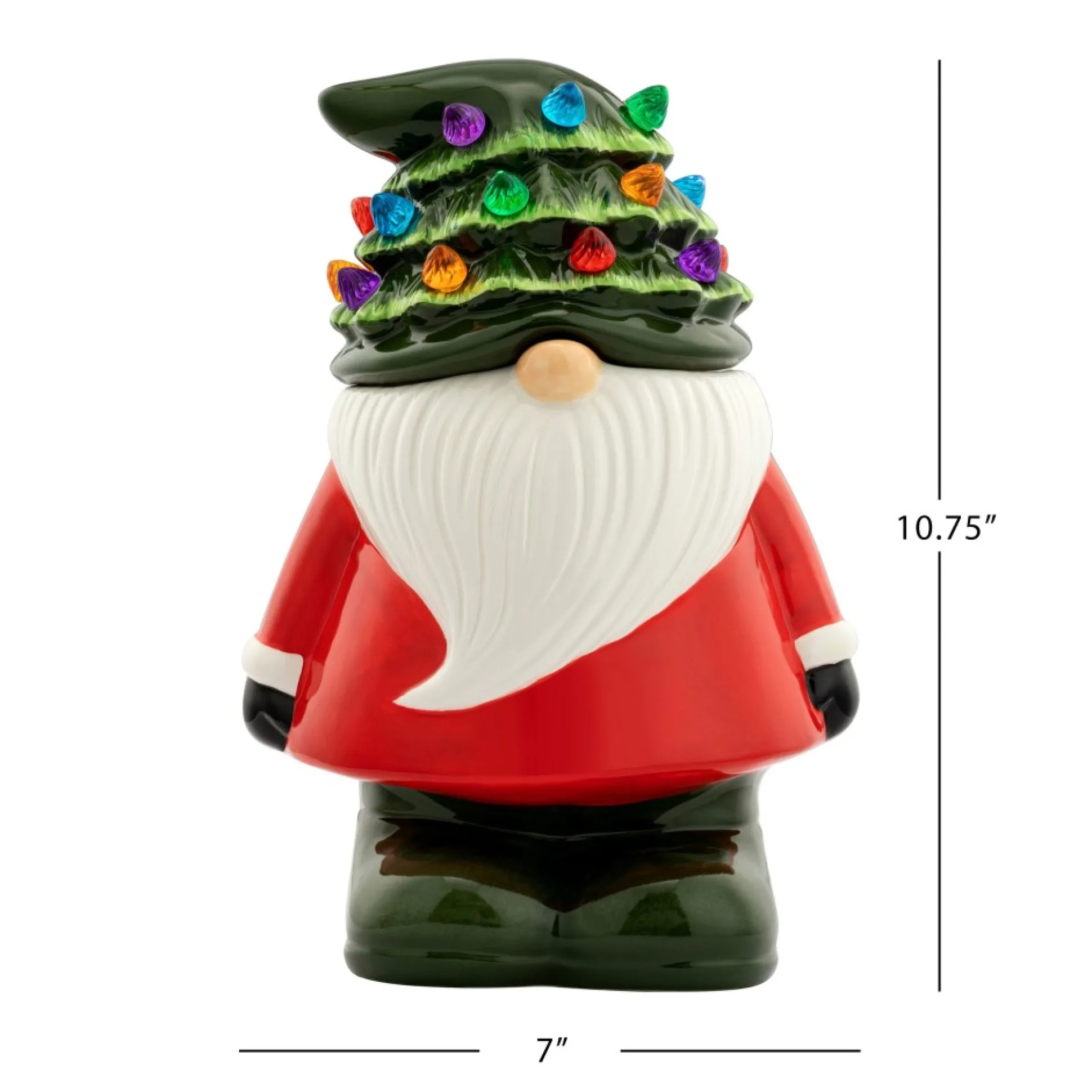 Online Mr. Christmas 10.75" Nostalgic Ceramic Lit Gnome Cookie Jar