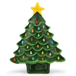 Clearance Mr. Christmas 14.25'' Nostalgic Ceramic Tree Dip Platter - Green