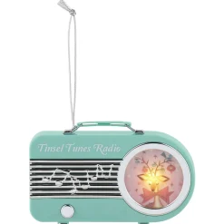 New Mr. Christmas 4.75" Retro Radio Ornament - Teal
