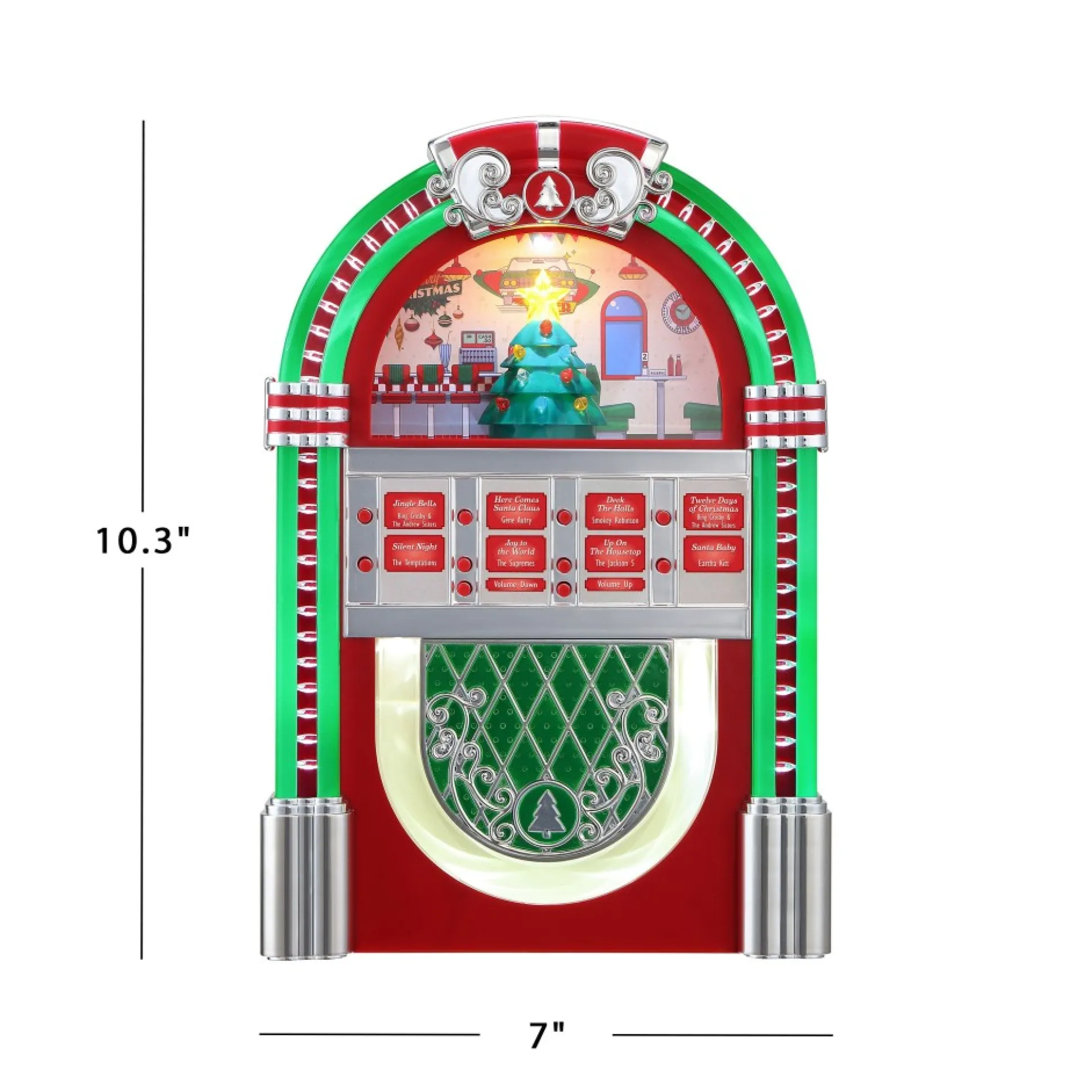 Cheap Mr. Christmas 10.3" Retro Rock-O-Rama Jukebox - Red
