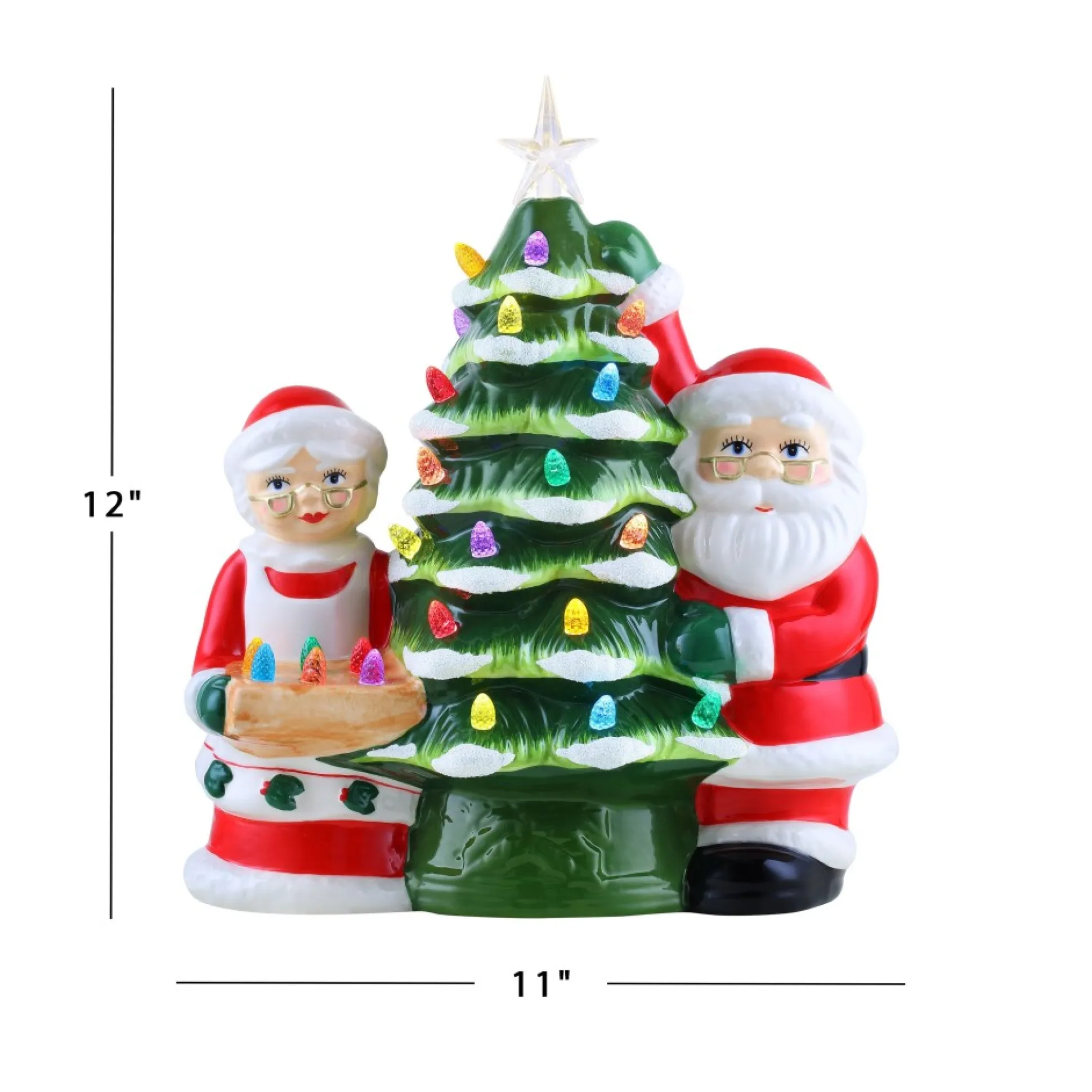 New Mr. Christmas 12" Santa & Mrs Claus Nostalgic Ceramic Tree