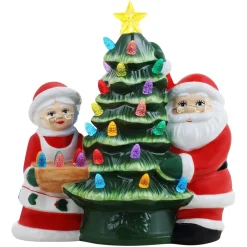 Fashion Mr. Christmas 9.25" Santa & Mrs. Claus Nostalgic Ceramic Tree