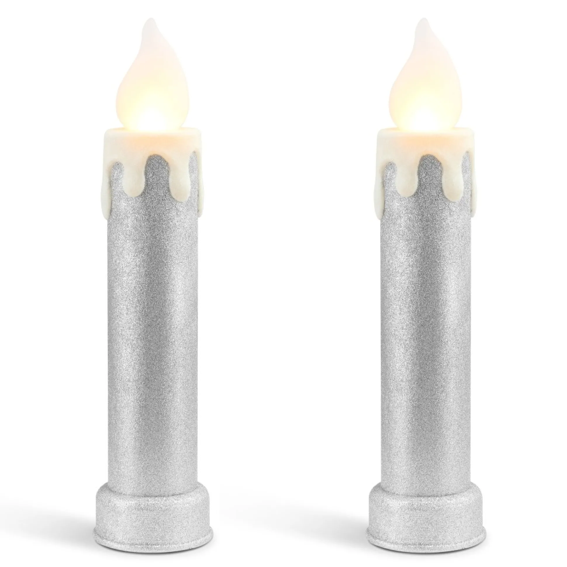Clearance Mr. Christmas 24" Set Of 2 Blow Mold Candles - Silver