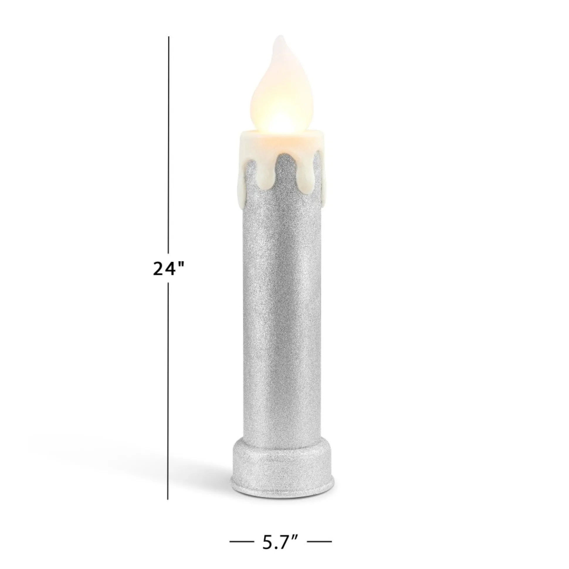 Clearance Mr. Christmas 24" Set Of 2 Blow Mold Candles - Silver