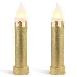 New Mr. Christmas 24" Set Of 2 Blow Mold Candles - Gold