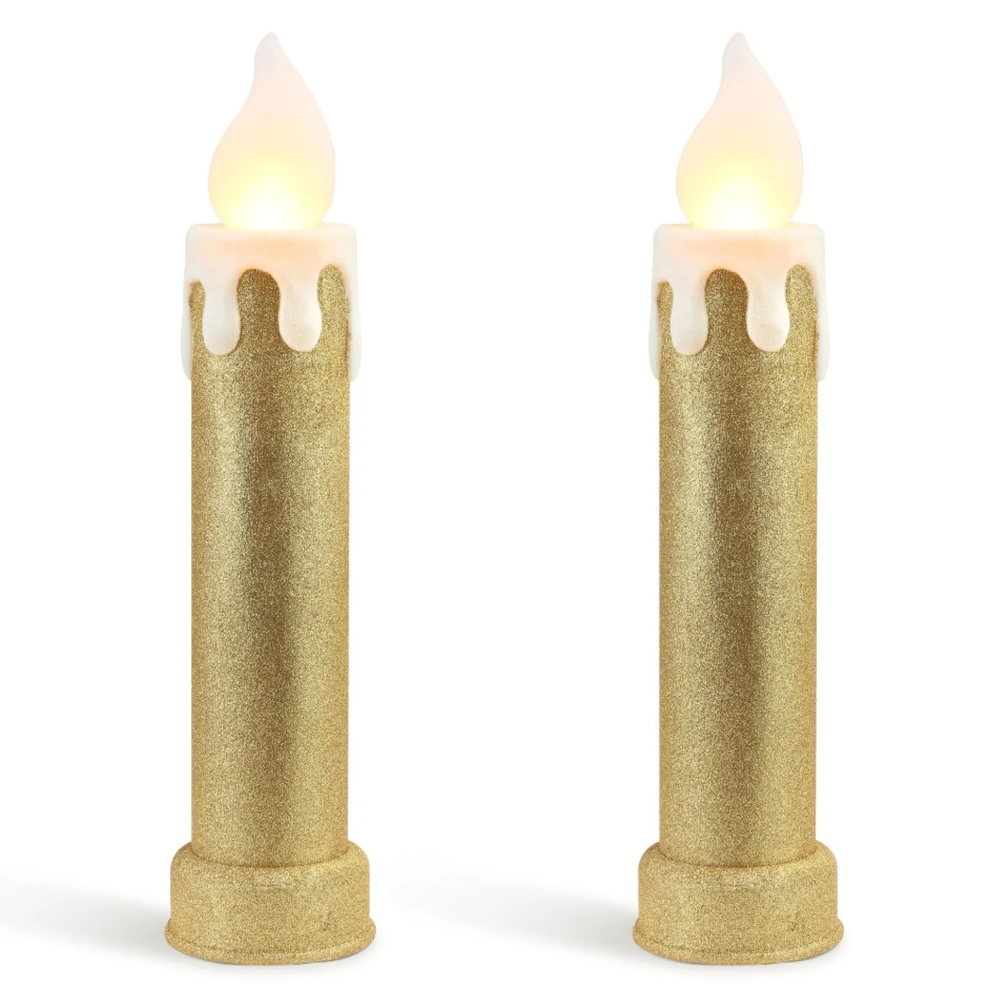 New Mr. Christmas 24" Set Of 2 Blow Mold Candles - Gold