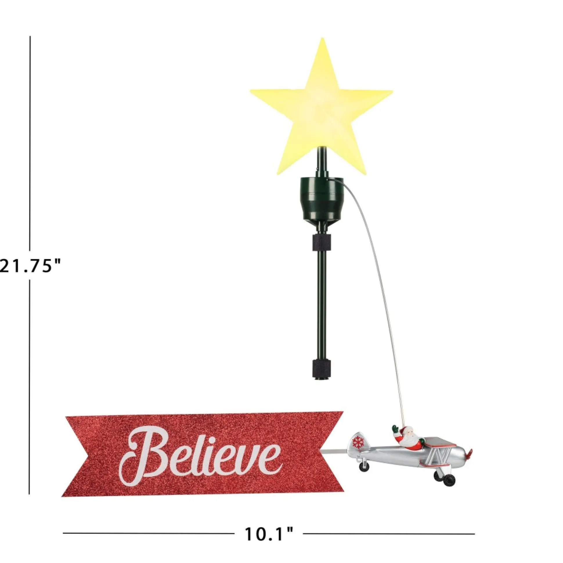 Online Mr. Christmas Animated Biplane Tree Topper With Banner - White Santa