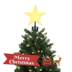 Fashion Mr. Christmas Animated Sleigh Tree Topper With Banner - Black Santa