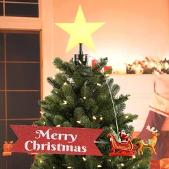 Fashion Mr. Christmas Animated Sleigh Tree Topper With Banner - Black Santa