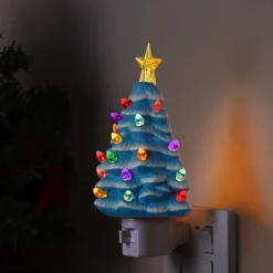 Outlet Mr. Christmas Nostalgic Ceramic Tree Nightlight - Blue