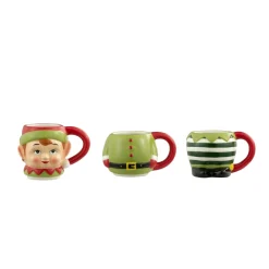 Store Mr. Christmas 12Oz Set Of 3 Ceramic Stacking Mugs - Elf