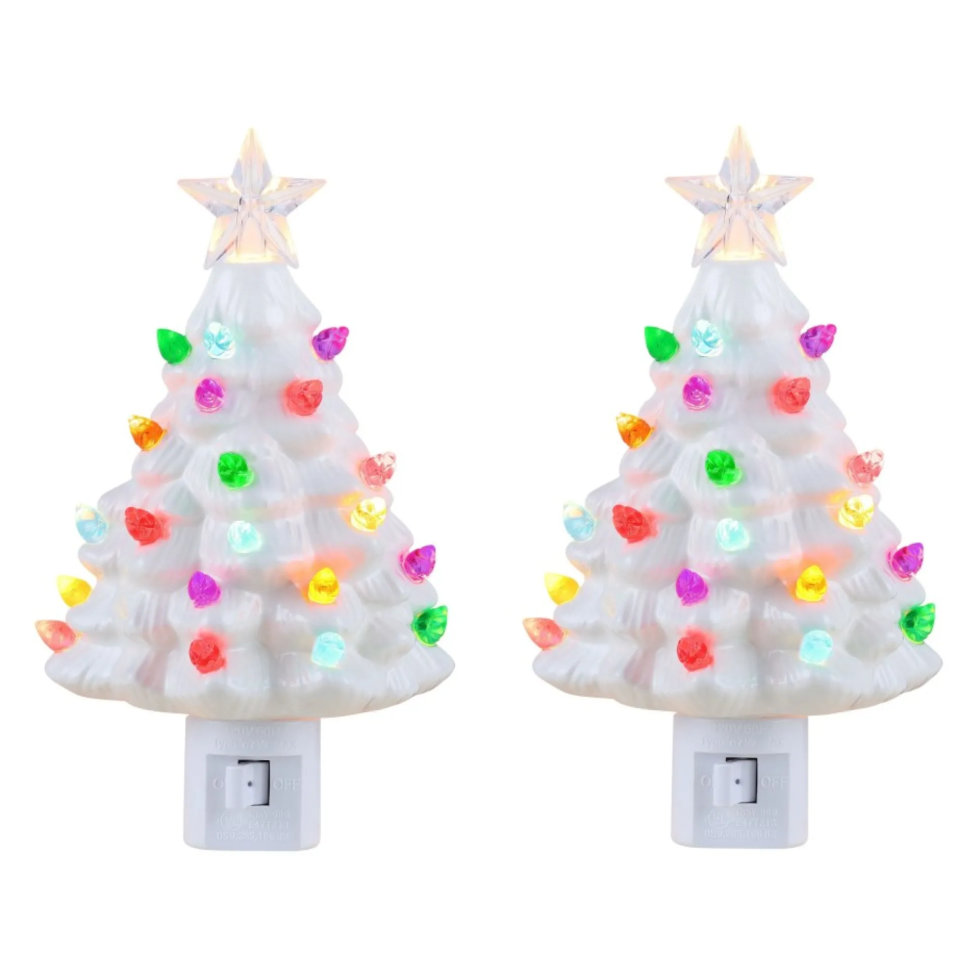 Cheap Mr. Christmas Set Of 2 Nostalgic Ceramic Tree Nightlights - White
