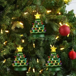 Flash Sale Mr. Christmas Set Of 3 Nostalgic Ceramic Tree Ornaments - Green